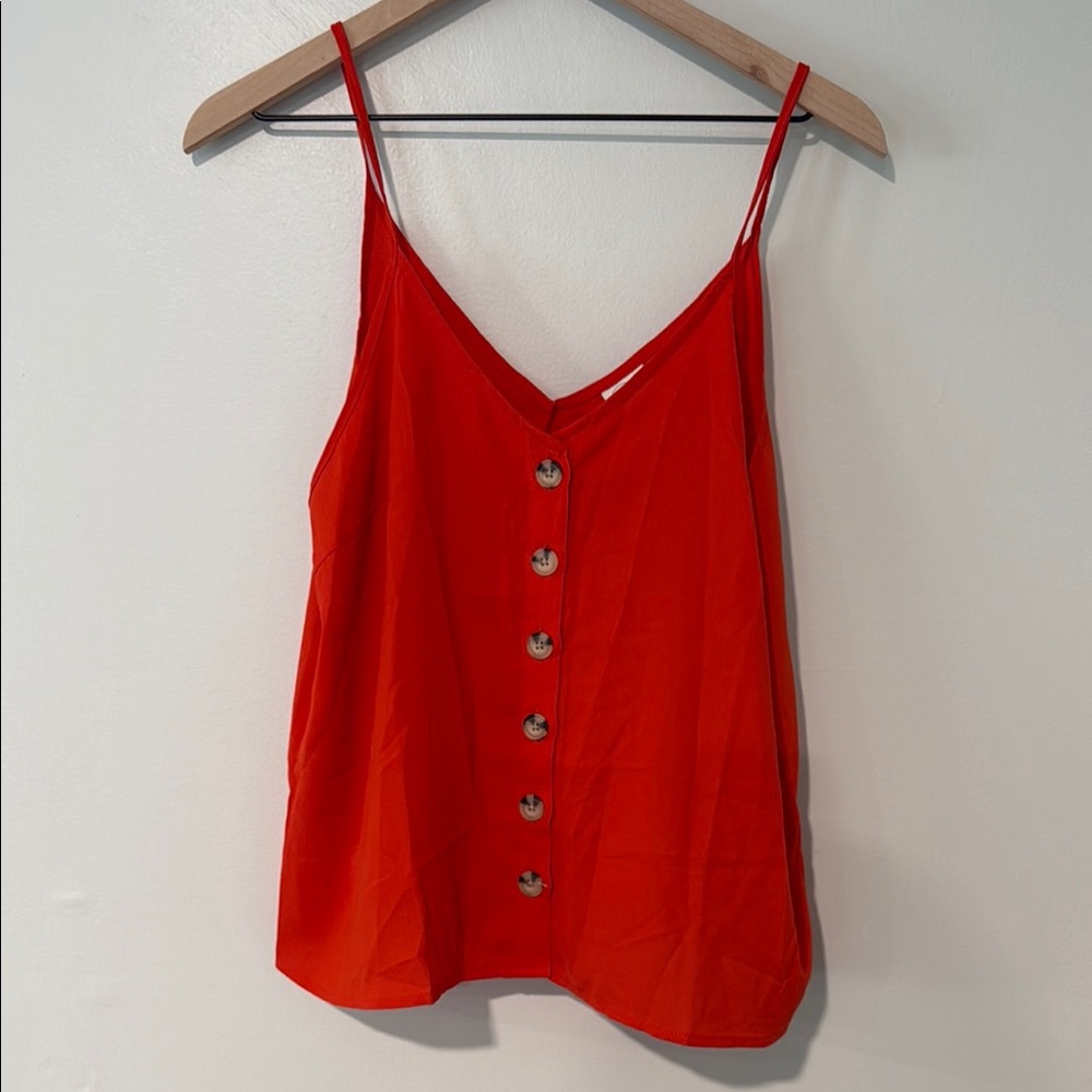 Red Button-Down Camisole Top